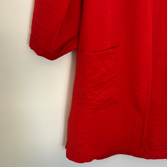 Vilagallo Jacket Red Lightweight 3/4 Sleeve Slouchy Silky Size 44 Large - Picture 11 of 11